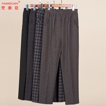 Middle-aged womens pants autumn high-waisted elastic L trousers middle-aged straight leg pants mom autumn and winter outer wear pants
