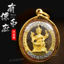 Sukhothai Thai Buddha brand genuine 14K gold mini four-sided Buddha popularity only luck safety cause marriage Jiankang