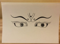 Buddhas eye thangka painting Prajna eye painting line draft coloring painting beige thick cardboard (no colored pen)