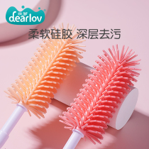 Silicone bottle brush 360 degree rotating baby pacifier brush Straw brush bottle brush cleaning brush cleaning set