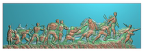 War Engraving Picture Liberation Anti-Japanese Characters Long March Red Army Over Grassland Relief Background Wall Painting Gray Stone Carving