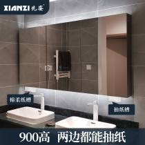 Pioneered bathroom mirror cabinet hanging wall stainless steel with LED lights toilet custom raised paper mirror cabinet 900 high