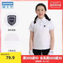 Decathlon Children Quick Dry Polo Shirt Short Sleeve T-Shirt Lapel Children Summer Equestrian Clothing Equestrian Sport IVG1