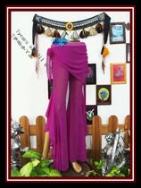 Belly dance pants original brand Taiwan water sand small fart curtain high side slit ruffle flared bell pants GC53