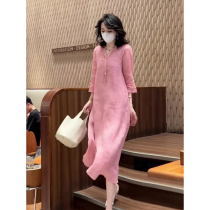 New Chinese dress female summer 2023 new chic half - sleeved long skirt fashionable retro - embroidered cotton skirt