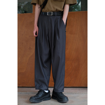 Homemade National Tide Pants Mens Fall Straight Barrel Loose 90% Pants Day Ensemble Retro Double Plexant Micro Wide Leg Casual Pants