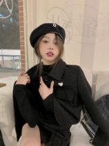Korean 2021 New Love brooch girl little fragrant spice girl coat slim skirt set two-piece set