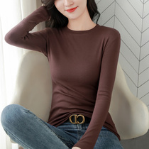 Base shirt female autumn and winter slim half high collar Korean long sleeve T-shirt new interior style black plus velvet coat tide