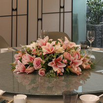 Upscale hotel turntable dining table flower pendulum flower bag Decorative Flowers Emulation Flower Desktop New Chinese Light Lavish Fake Flower Pendulum