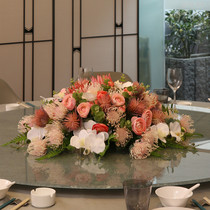 High-end Hotel Dining Table Flowers Large Round Table Pendulum Turntable Emulation Flower Restaurant Bag Room For Large Fake Flowers Hem