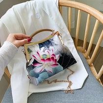 Finished New Imitation Incense Cloud Yarn China Wind Qipao Bag Lady Gift Elegant Atmosphere Handbag Slanted Satchel Bag