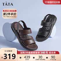 Tata he she 2021 summer counter same comfortable flat beach sandals mens shoes new QUC01BL1