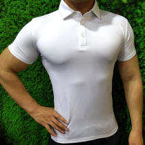 Muscle Meat Male Speed Dry Tight Fit Polo Shirt Fitness Short Sleeve Turtlenecks Private Trainer Workwear Elastic Shapewear