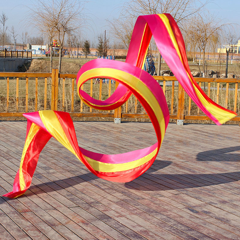 Dance ribbon long silk children perform prop colorful silk stitching color adult ribbon ribbon flowing fitness color silk