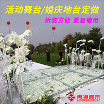 Tempered glass Christmas event stage wedding platform baking paint booth tour stage dismantling piano display table