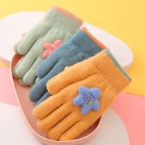 Boys five-finger gloves winter children plus velvet warm fashion cute little boy powder finger winter cold protective hand socks
