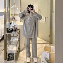 Pajamas female spring and autumn students Korean long-sleeved cute loose plus size two-piece suit autumn and winter home clothes can be worn outside