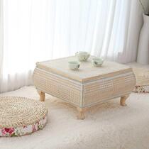 Bay window tatami table on the ground Chinese sitting windowsill coffee table wrought iron small table Computer light luxury simple table floating solid wood