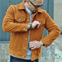 Sauce Benefits Bull Leather turned plush jacket Mens retro plush mens leather jacket Bull Leather Jacket