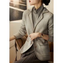 Smile Culvert Two-tone Suit Collar Wool Cashmere Knit Suit Small Fragrance Jacket Woman ZWM464830AG