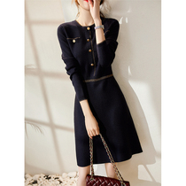 の laugh han ge vintage waist thin wool knitted dress long autumn new ZQ258256AG