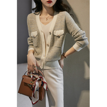 The Smiling Culvert Style Loose Temperament with wool cardiovert knitted jacket lady spring autumn new ZWC460863AG