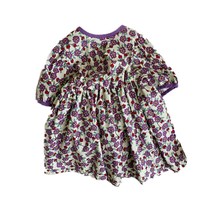 Fresh Hibiscus purple flower Korean childrens clothing Childrens new dress female baby short-sleeved small floral forest long dress