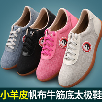 Tai chi shoes women canvas leather soft beef tendon bottom martial arts shoes men breathable Taijiquan practice shoes sports shoes spring and summer