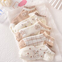 Summer lovely days lace with thin and breathable socks Insuro Korean version Short socks shallow mouth minimalist white boat socks Chains