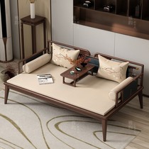 New Chinese style solid wood Arhat bed black walnut living room small apartment simple modern sofa home B&B Zen bed