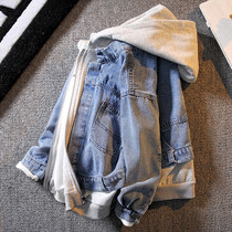 Tide brand childrens clothing boy denim coat 2021 new childrens denim clothing in spring and autumn foreign air Korean version