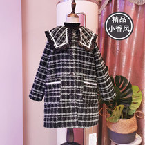 Girls spring and autumn small fragrant wind fur childrens clothes 2022 new spring clothes navy collars wool jacket