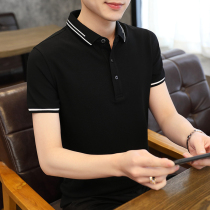 Short-sleeved t-shirt mens 2021 summer thin section business casual lapel solid color POLO shirt slim handsome summer T-shirt