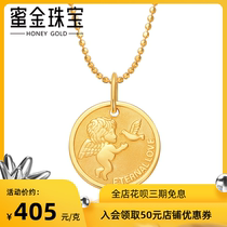 Honey gold jewelry gold gold coin pendant Angel brand foot Gold 999 pendant female pendant HGG0026 labor cost 80