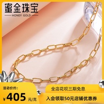 Honey gold jewelry gold necklace full gold 999 thick version heavy metal chain stacked necklace HGB0010 labor cost 200