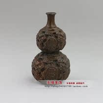 Retro old solid pure copper copper carved dragon gourd safe and auspicious tea pet small ornaments incense