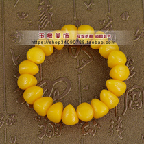 Synthetic resin imitation beeswax Amber bracelet handball chicken oil yellow three corner beads 13mm * 14mm