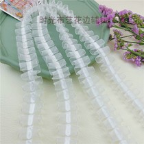 1 rice 4cm wide bleaching color delicate snow yarn H-pleated collar Barbie doll clothes lace accessories