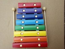 8-tone wooden knocking piano ORF early education teaching aids Rainbow color wooden knocking piano parent-child teaching aids