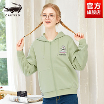 Crocodile Sweatshirt Woman Long Sleeve Spring Autumn Loose short 2022 new Lianhood jacket 100 hitch sport casual blouse