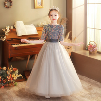Girls Princess Dress Autumn Evening Evening Dress Childrens Host Piano Performance High-end catwalk birthday