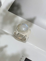 CHANDOOIVY return 925 sterling silver simple wide version natural moonlight stone ring