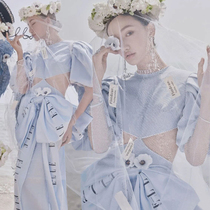 Studio theme exhibition new blue seaside photo wedding photography personality fashion travel Street Photo dress female