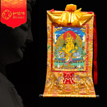 Tibetan-style yellow god of wealth thangka hanging tibetan thangka hand-mounted living room decoration painting large custom promotion