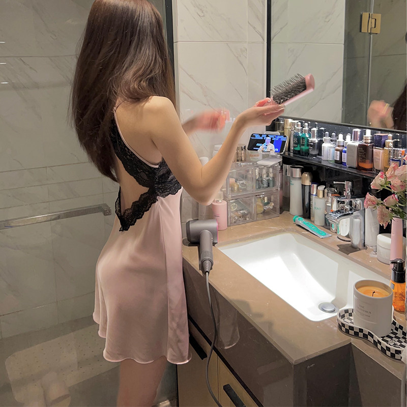 Kydelu家居服女诱惑少女纯欲风睡衣网纱蕾丝火辣吊带性感冰丝睡裙