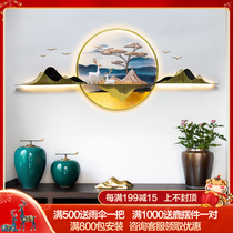 New Chinese landscape living room wall decoration sofa background wall decoration restaurant 3d three-dimensional wall hanging wall light luxury pendant
