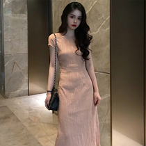Light mature style dress womens autumn 2021 new high-end temperament backless waist slim split long skirt