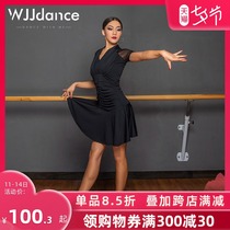 WJJdance Latin dance dress female adult summer new V-neck sexy short-sleeved national standard practice clothes professional