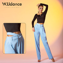 WJJdance Latin dance pants women 2021 autumn new waist side oblique belt national standard trousers practice suit