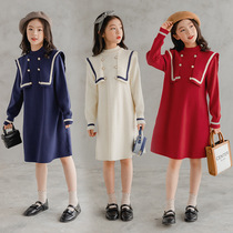Girls' Dress Fall Winter Korean Children's Wear Academic Knitted Sweater Princess Dress New Year Christmas Dress
